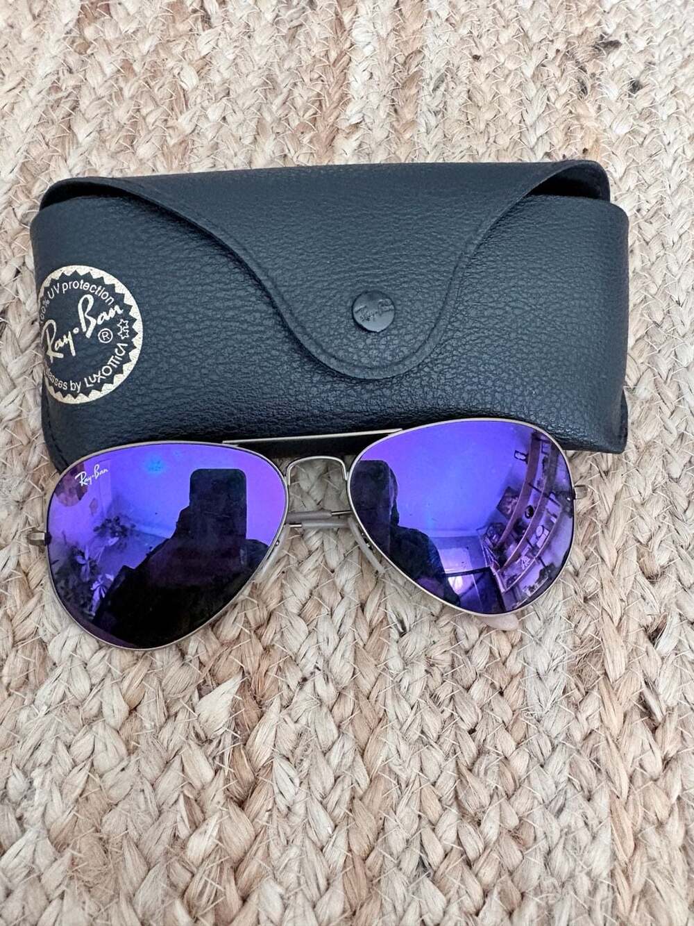 Ray-Ban Aviator Flash Lenses Sunglasses in Silver with Violet Mirror